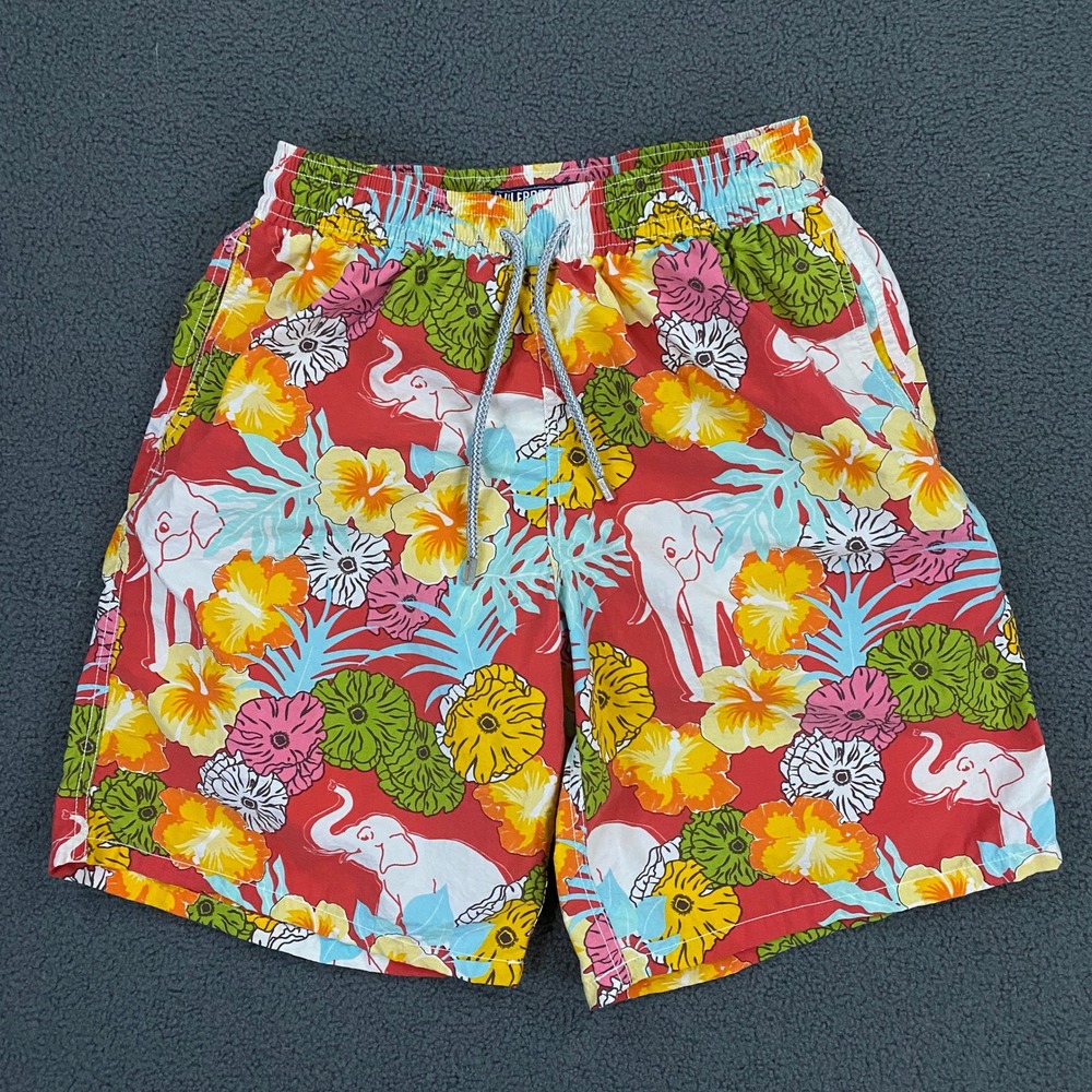 Vilebrequin Swim Trunks Mens Large Red Elephant Floral Tropical Resort Shorts